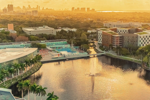 drone view of Coral Gables campus